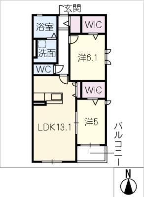 伊勢鉄道 玉垣駅 徒歩16分 2階建 築2年(2LDK/2階)の間取り写真
