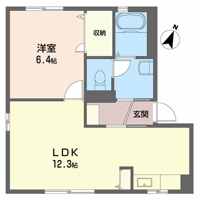リッシュ良庵VI(1LDK/1階)の間取り写真