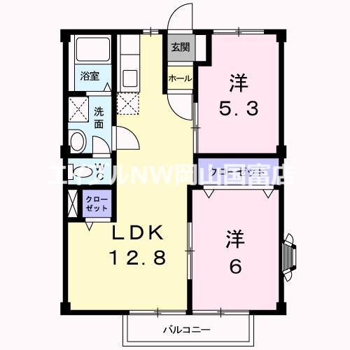 ノートルメゾン(2LDK/2階)の間取り写真