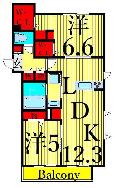 京成押上線 京成立石駅 徒歩12分 3階建 築6年(2LDK/3階)の間取り写真