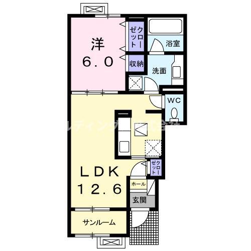 グランコートIV(1LDK/1階)の間取り写真