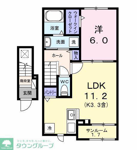 ソフィアツー(1LDK/2階)の間取り写真