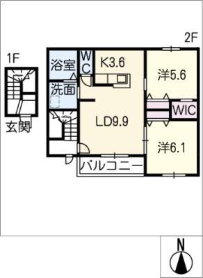 イーグルス(2LDK/2階)の間取り写真