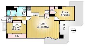 プリオーレ須磨(2LDK/1階)の間取り写真