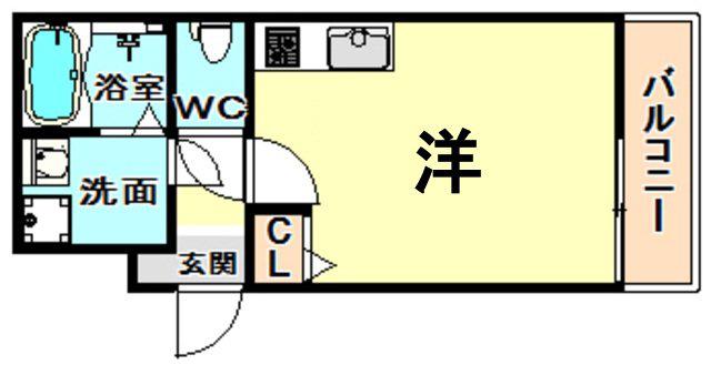 ノイヴェル杭瀬(ワンルーム/1階)の間取り写真