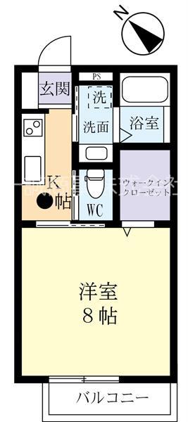 ホワイトコート並木A(1K/1階)の間取り写真