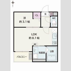 JACK KUBANI(1LDK/2階)の間取り写真