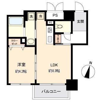 KDXレジデンス一番町(1LDK/7階)の間取り写真