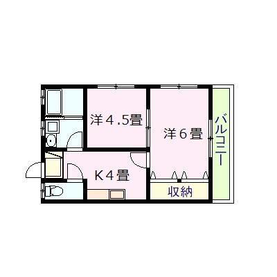 クレイン吉野(2K/2階)の間取り写真