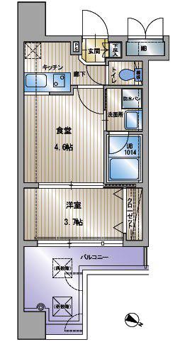 アクタス天神セントラルタワー(1DK/14階)の間取り写真