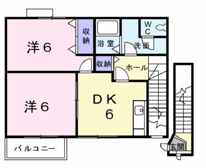 ミレニアム・カーサ(2DK/2階)の間取り写真