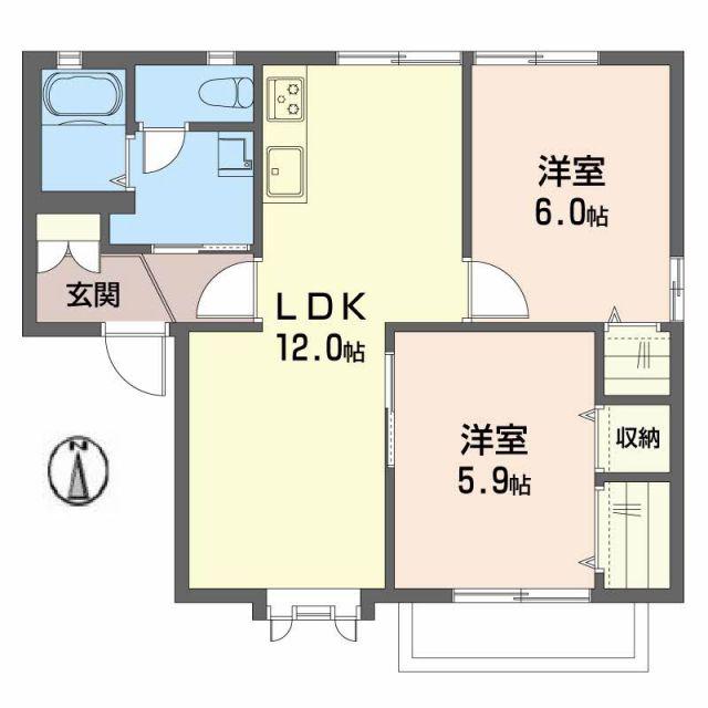ウエストフィールドG(2LDK/2階)の間取り写真