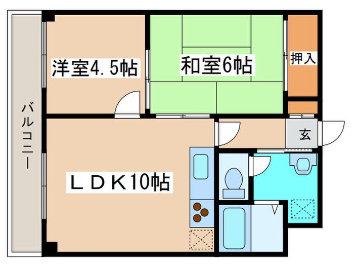 レジデンススズラン(2LDK/5階)の間取り写真
