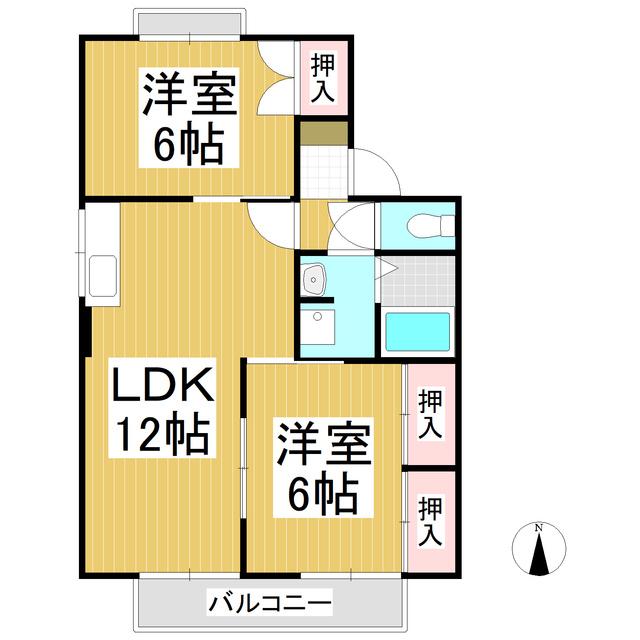 グリーン伊藤 A棟(2LDK/1階)の間取り写真