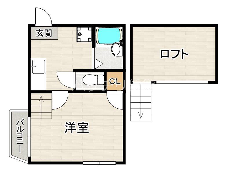 トレス博多弐番館(1K/1階)の間取り写真