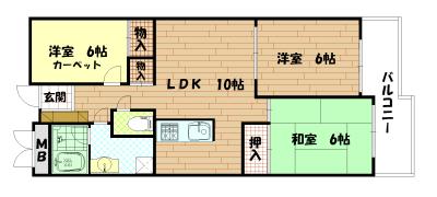 ハイツ雲雀ヶ丘(3LDK/4階)の間取り写真