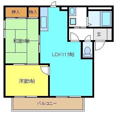 バリュージュ・ミヤビ(2LDK/2階)の間取り写真
