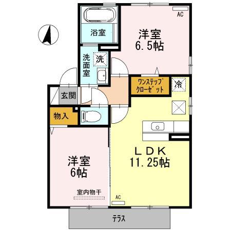 カーサマローンA(2LDK/1階)の間取り写真