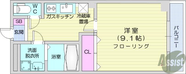 セレッソ(1K/2階)の間取り写真