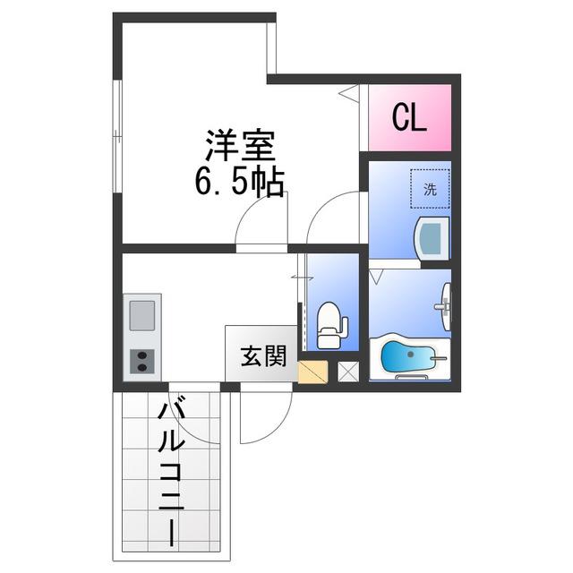 ALEGRIA津久野サウス(1K/2階)の間取り写真