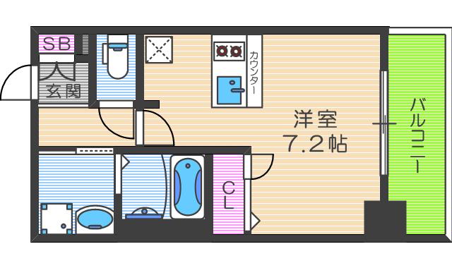 プレサンス天神橋ディオレ(1K/6階)の間取り写真