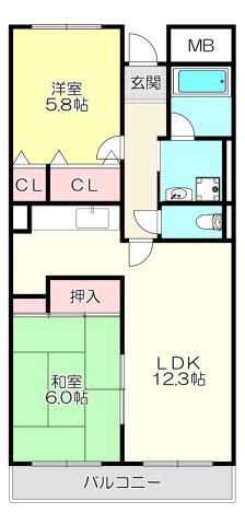 プルミエハイツ花園(2LDK/1階)の間取り写真