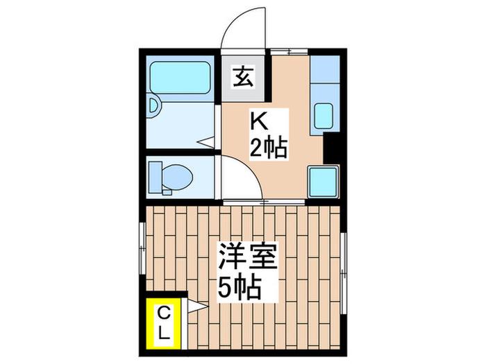 シティハイムクレストB(1K/2階)の間取り写真