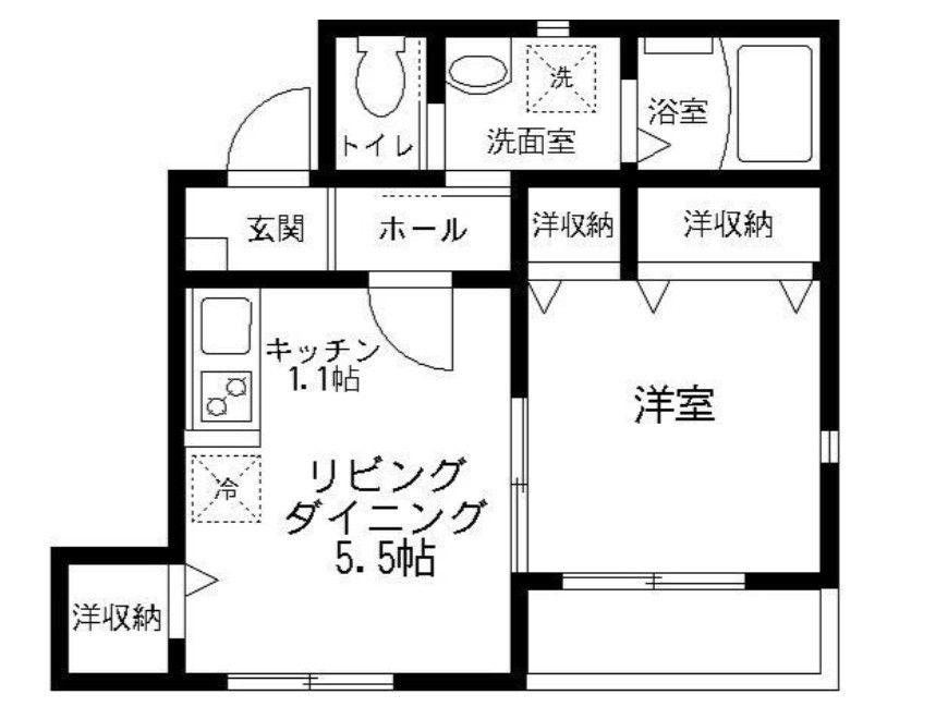 ボナールコート(1DK/2階)の間取り写真
