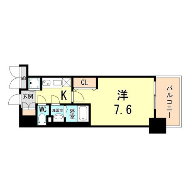 LUXE神戸ウエスト(1K/2階)の間取り写真