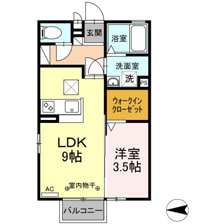 ベルミドール(1LDK/1階)の間取り写真