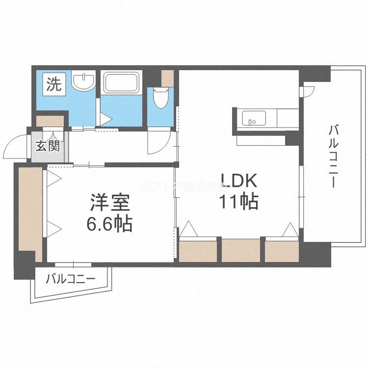 ピュアファースト花園(1LDK/10階)の間取り写真