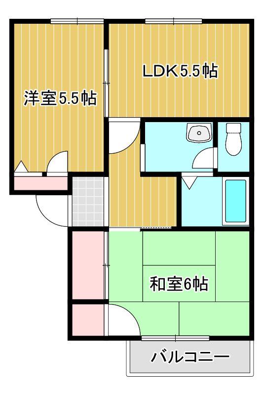 ウエストヴィレッジ壱番館(2K/1階)の間取り写真