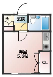 ヴィラージュ神谷(ワンルーム/2階)の間取り写真