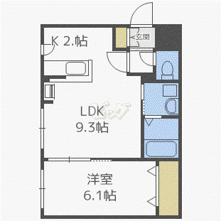 CALYPSO(1LDK/1階)の間取り写真