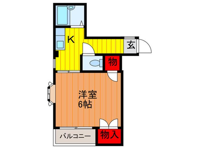 堂山ハイツB(1K/4階)の間取り写真