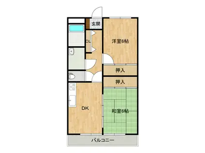 マンションYHY(2DK/2階)の間取り写真