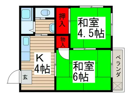 丸徳コーポ(2K/2階)の間取り写真