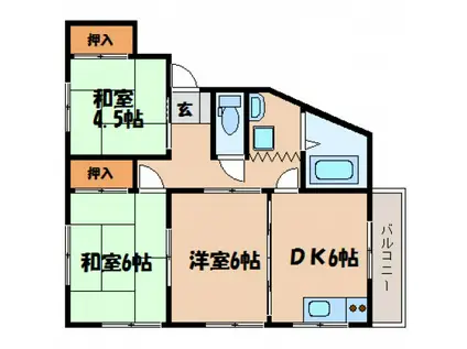 三澤アパート(3DK/2階)の間取り写真