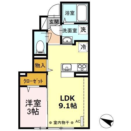 プラヴィダ南通(1LDK/1階)の間取り写真