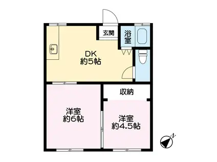 カーサベイス龍田(2DK/1階)の間取り写真