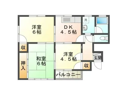 ハイツ川口(3DK/1階)の間取り写真