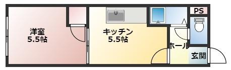 TINYSQUARE II(1DK/3階)の間取り写真