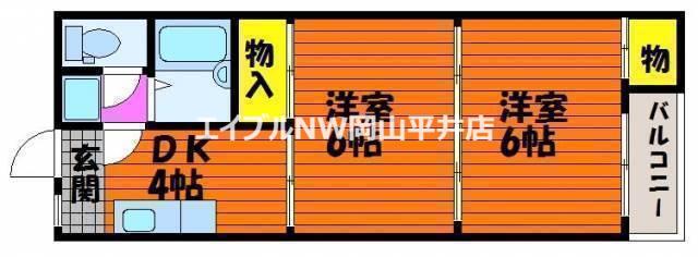 グリーンハイツ原尾島(2K/2階)の間取り写真