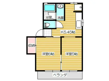 岩崎ハイツ(2K/1階)の間取り写真