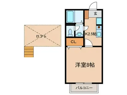 ソレイユ春日井(1K/2階)の間取り写真