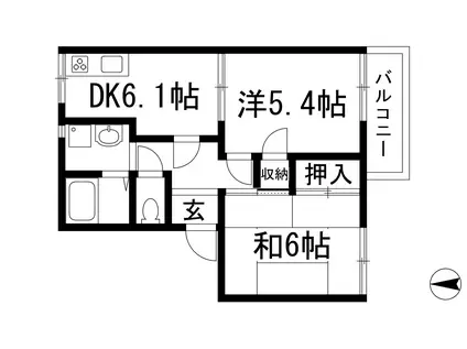 フレグランス宝塚1(2DK/2階)の間取り写真