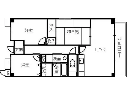 クレアール小松里(3LDK/4階)の間取り写真