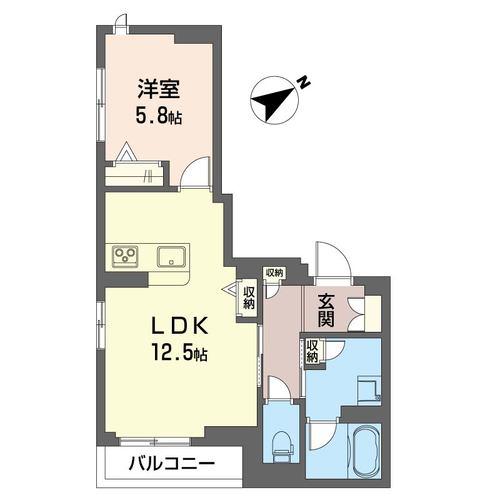 ヒルズ富士(1LDK/2階)の間取り写真