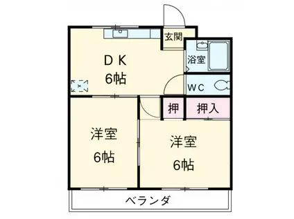上島マンション(2DK/2階)の間取り写真