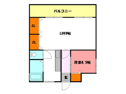 新田マンション(1LDK/4階)の間取り写真